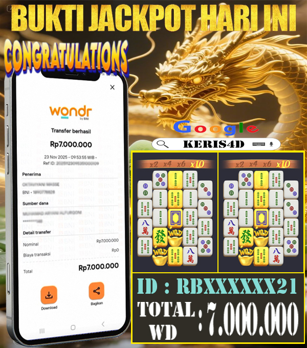 JACKPOT SLOT GACOR MAIN MAHJONG WAYS 2 23 NOVEMBER 2025